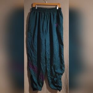 ​Vintage Wimbledon 90s Teal and Purple Swish Pants Windbreaker Size XL
